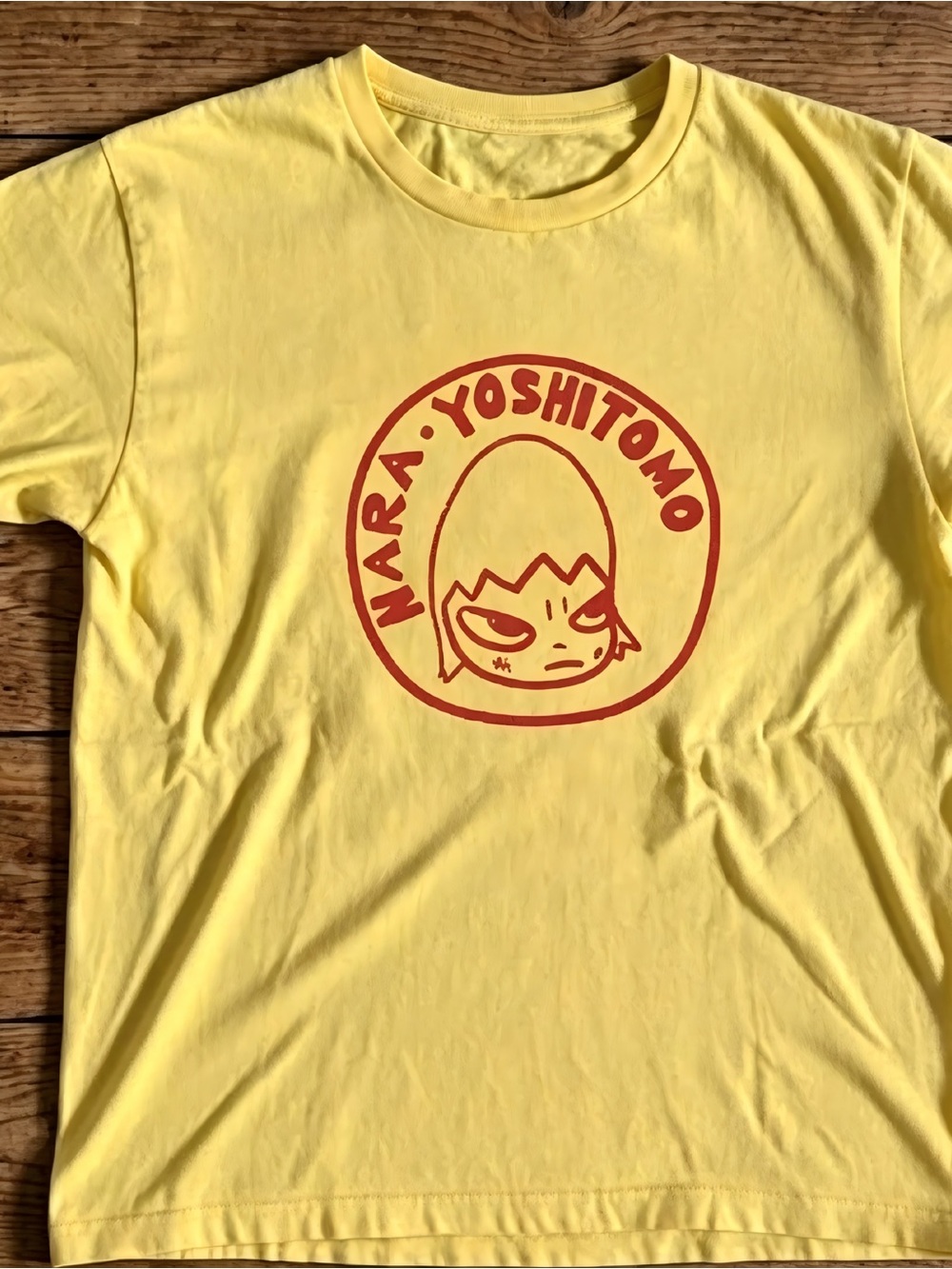 Vintage Yoshitomo Nara Grumpy Girl Print Yellow Casual T-shirt Unisex